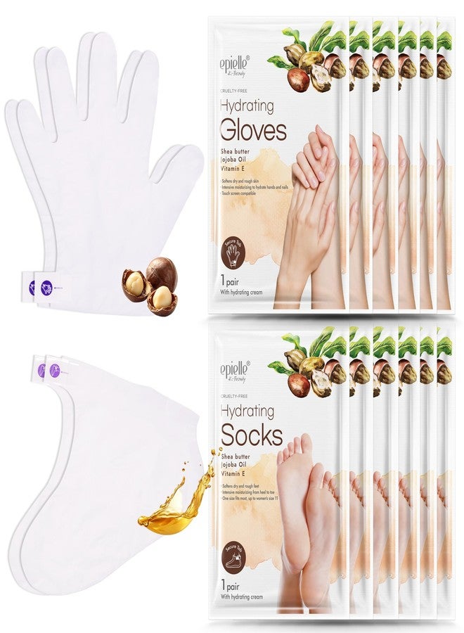 Epielle Hydrating Hand & Foot Masks, Relieve and Soften for Dry, Overworked Skin, Self Care Gifts for Women, Spa Kit, Stocking Stuffers, 6 Moisturizing Gloves & 6 Moisturizing Socks - Image 1